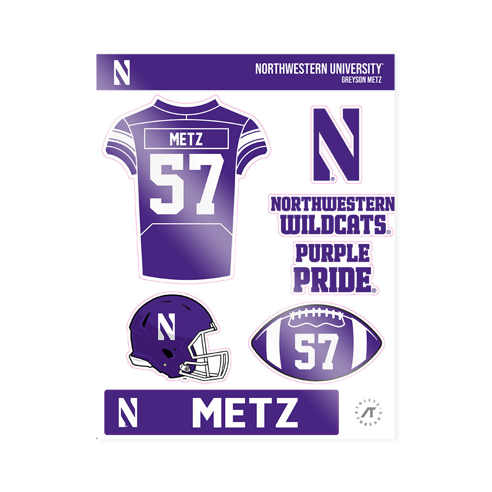 Northwestern - NCAA Football : Greyson Metz - Sticker Sheet-0