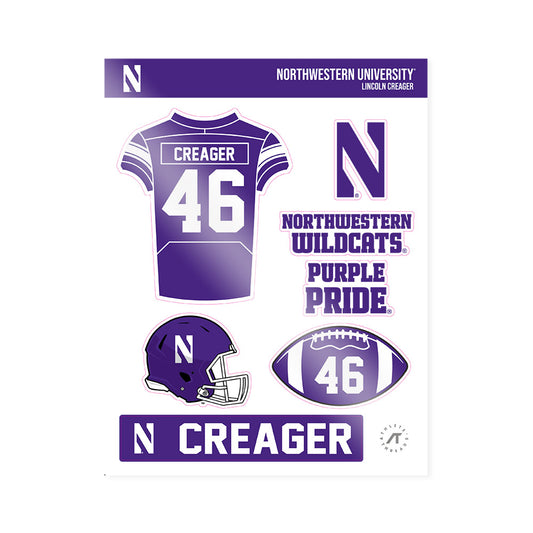 Northwestern - NCAA Football : Lincoln Creager - Sticker Sheet-0