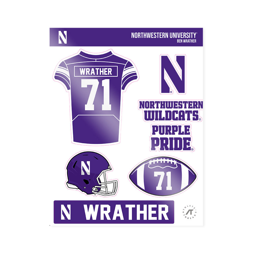 Northwestern - NCAA Football : Ben Wrather - Sticker Sheet-0