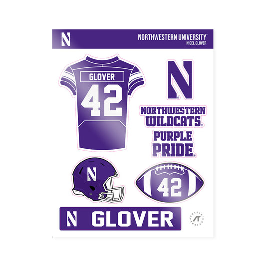 Northwestern - NCAA Football : Nigel Glover - Sticker Sheet-0