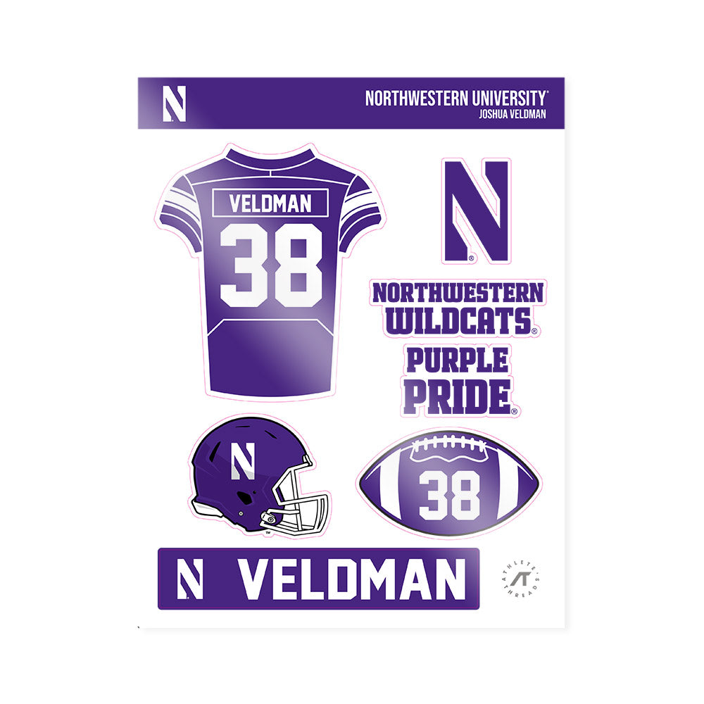 Northwestern - NCAA Football : Joshua Veldman - Sticker Sheet-0