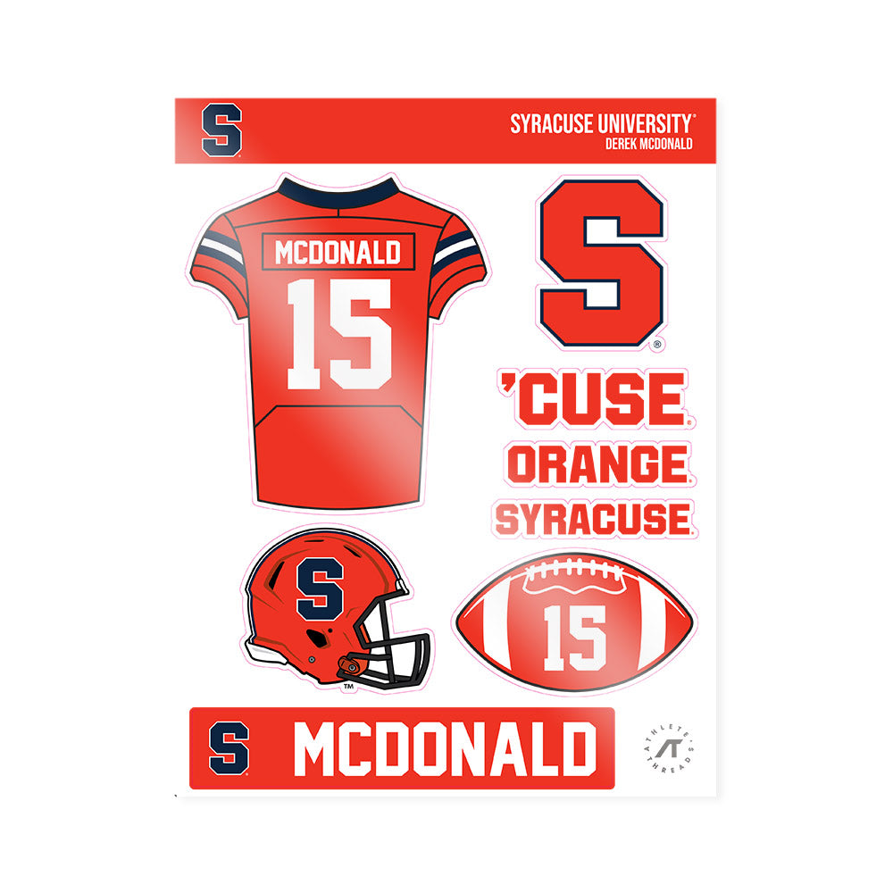Syracuse - NCAA Football : Derek McDonald - Sticker Sheet-0