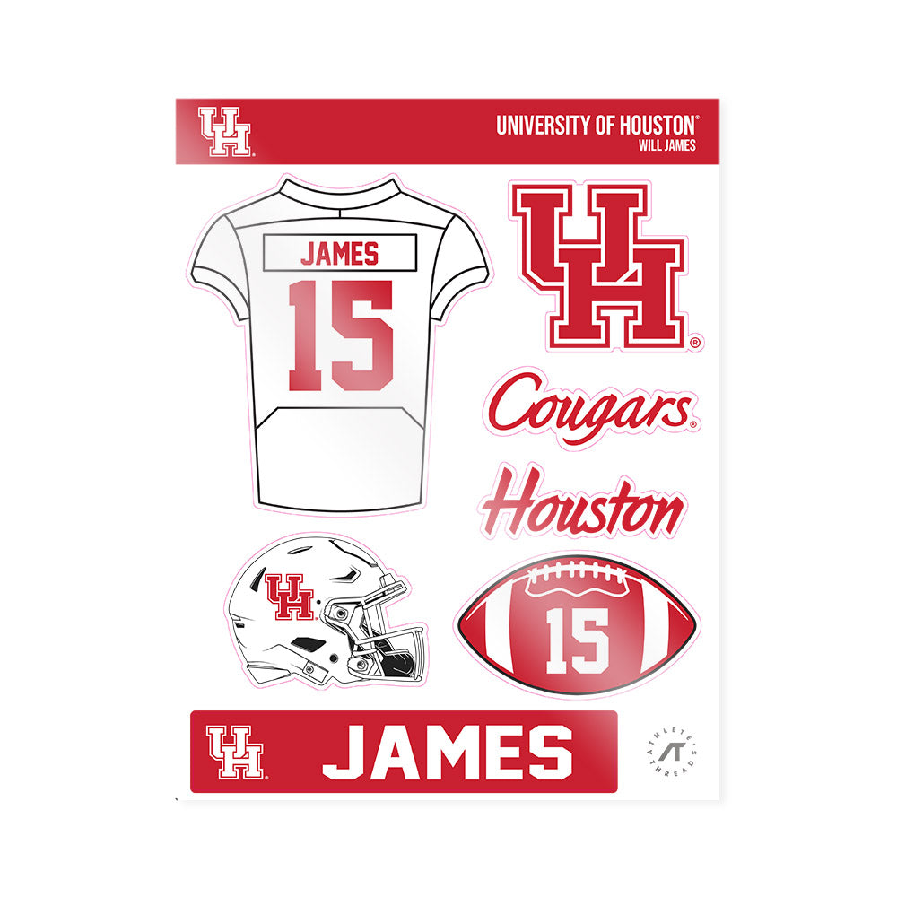 Houston - NCAA Football : Will James - Sticker Sheet-0