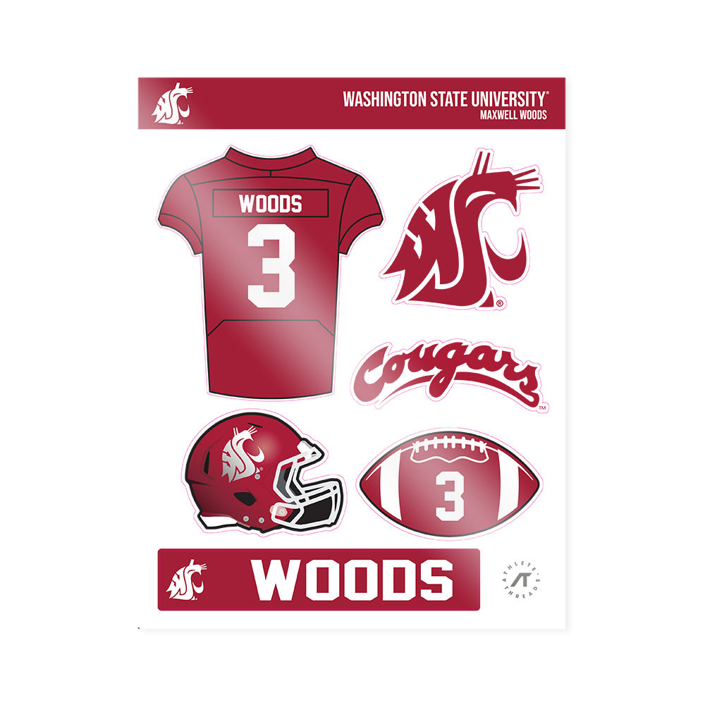 WSU - NCAA Football : Maxwell Woods - Sticker Sheet-0
