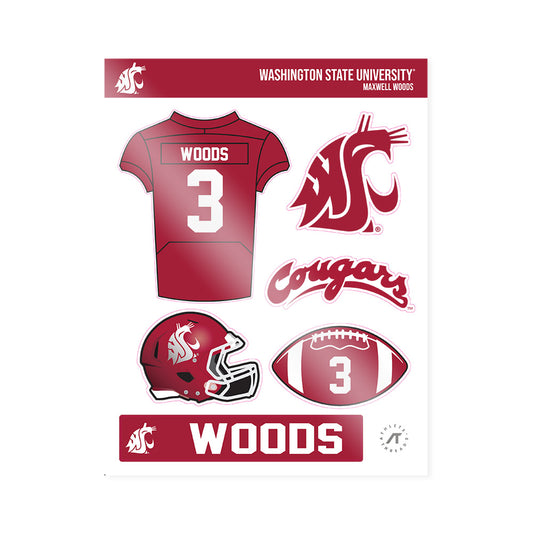 WSU - NCAA Football : Maxwell Woods - Sticker Sheet-0