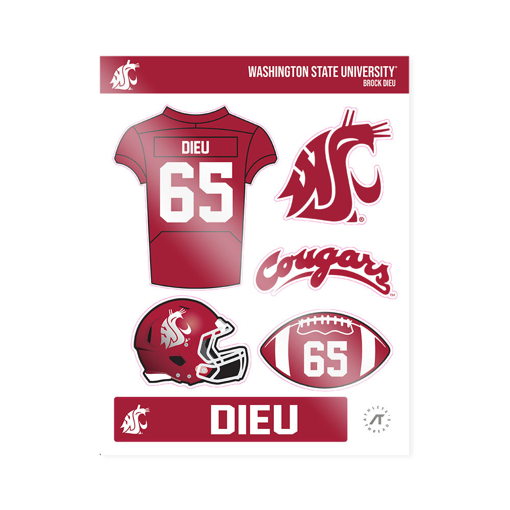 WSU - NCAA Football : Brock Dieu - Sticker Sheet-0