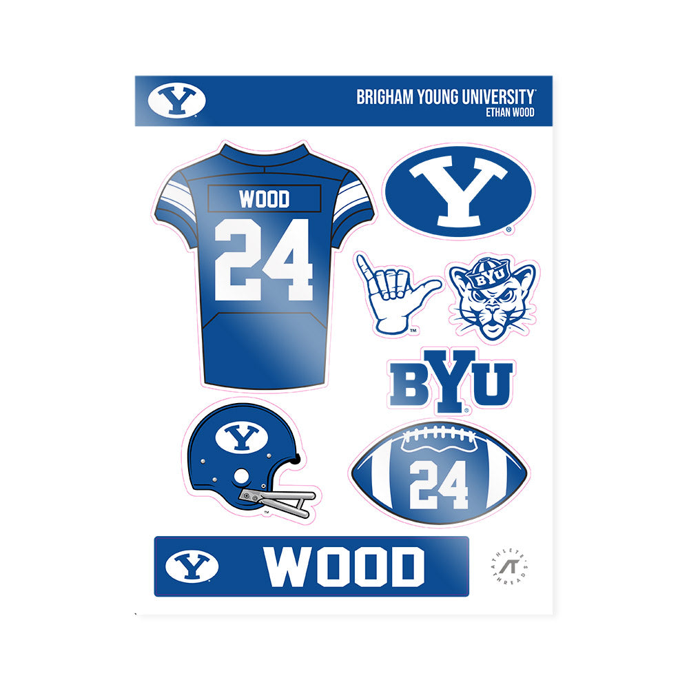 BYU - NCAA Football : Ethan Wood - Sticker Sheet-0