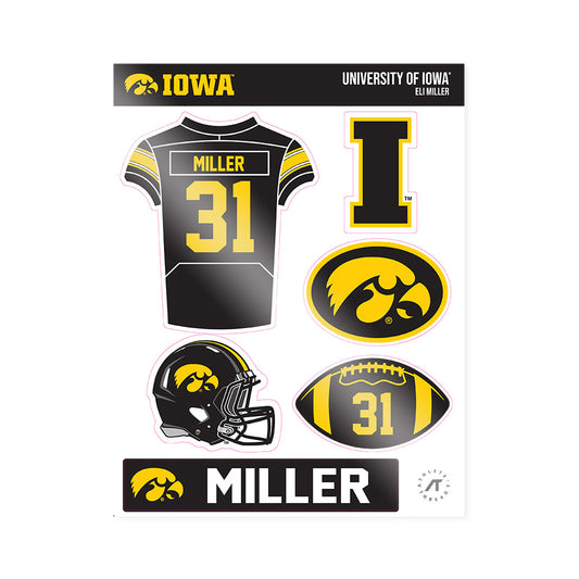 Iowa - NCAA Football : Eli Miller - Sticker Sheet-0