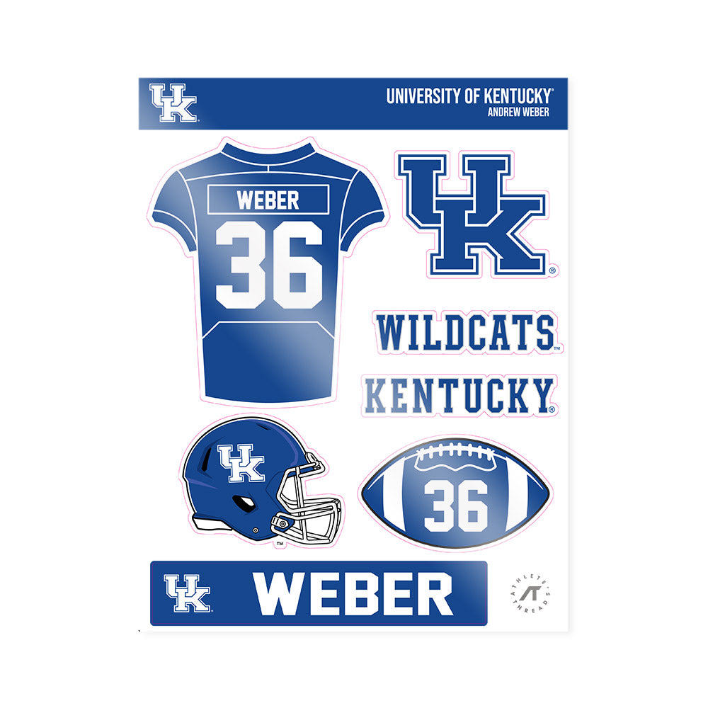 Kentucky - NCAA Football : Andrew Weber - Sticker Sheet-0