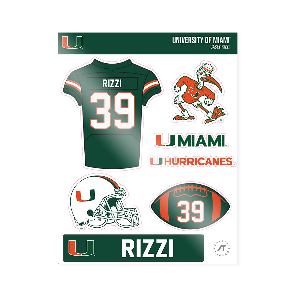 Miami - NCAA Football : Casey Rizzi - Sticker Sheet-0