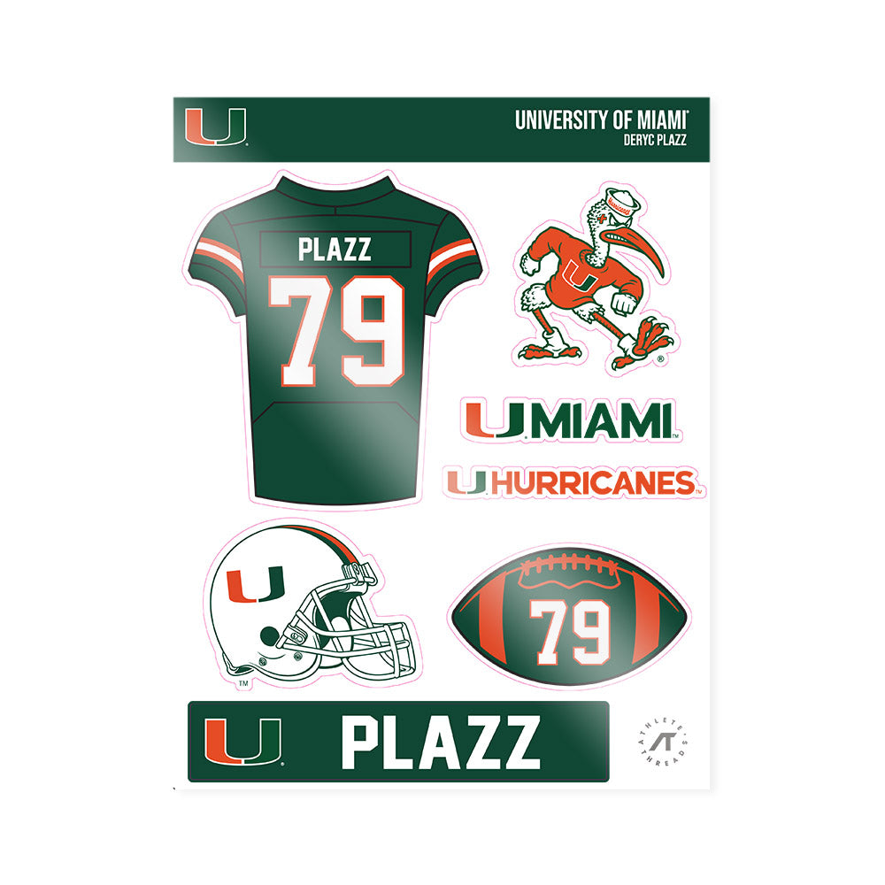Miami - NCAA Football : Deryc Plazz - Sticker Sheet-0