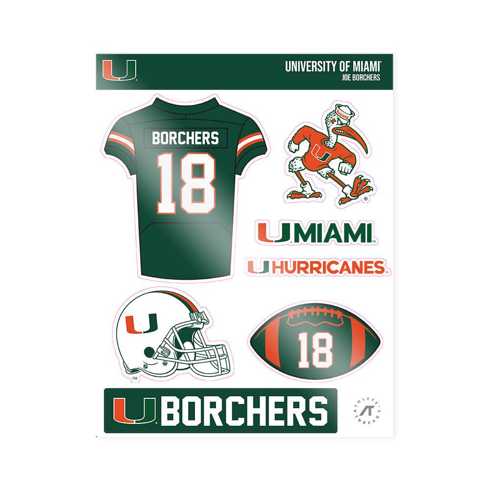 Miami - NCAA Football : Joe Borchers - Sticker Sheet-0