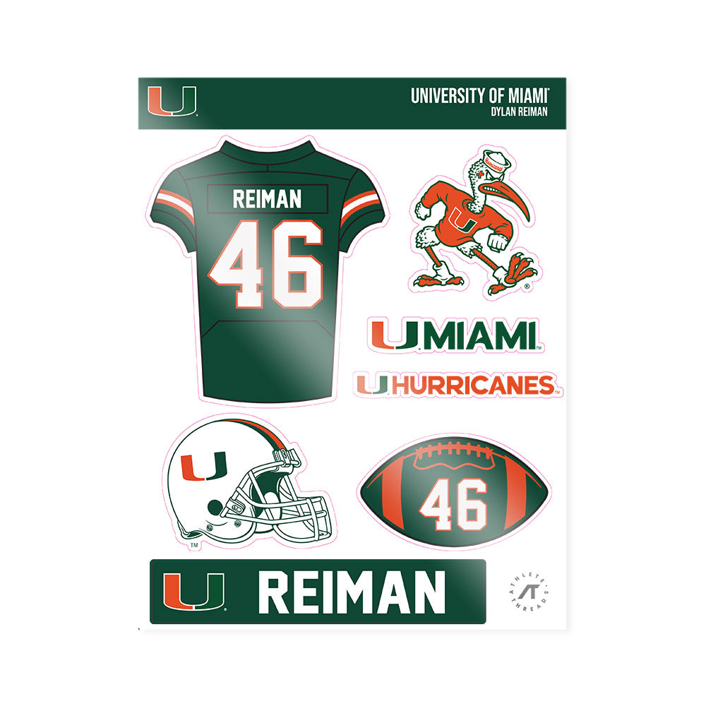 Miami - NCAA Football : Dylan Reiman - Sticker Sheet-0