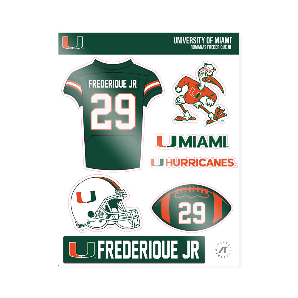 Miami - NCAA Football : Romanas Frederique Jr - Sticker Sheet-0