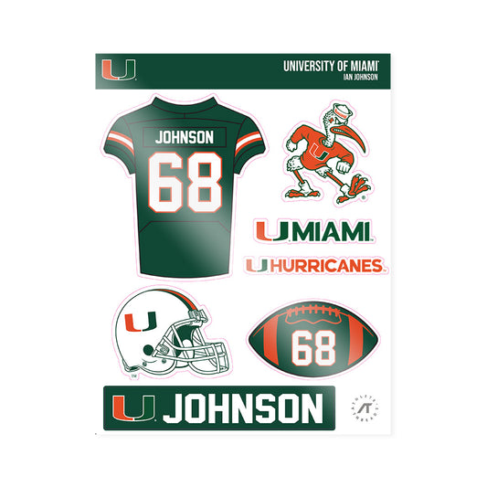 Miami - NCAA Football : Ian Johnson - Sticker Sheet-0