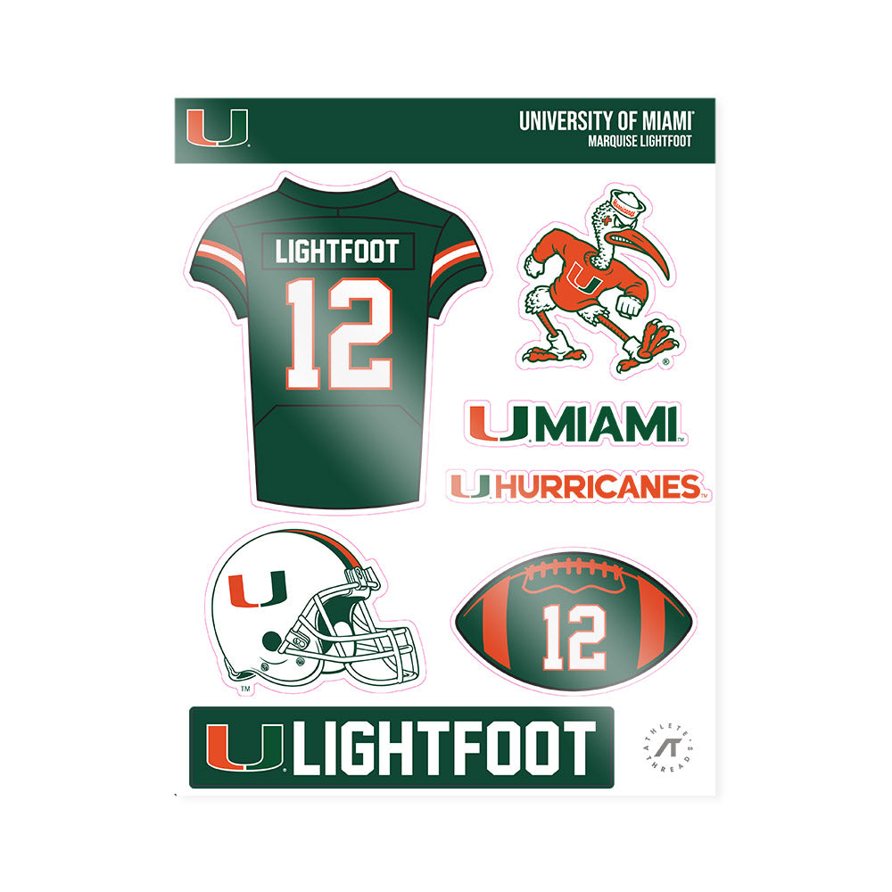 Miami - NCAA Football : Marquise Lightfoot - Sticker Sheet-0