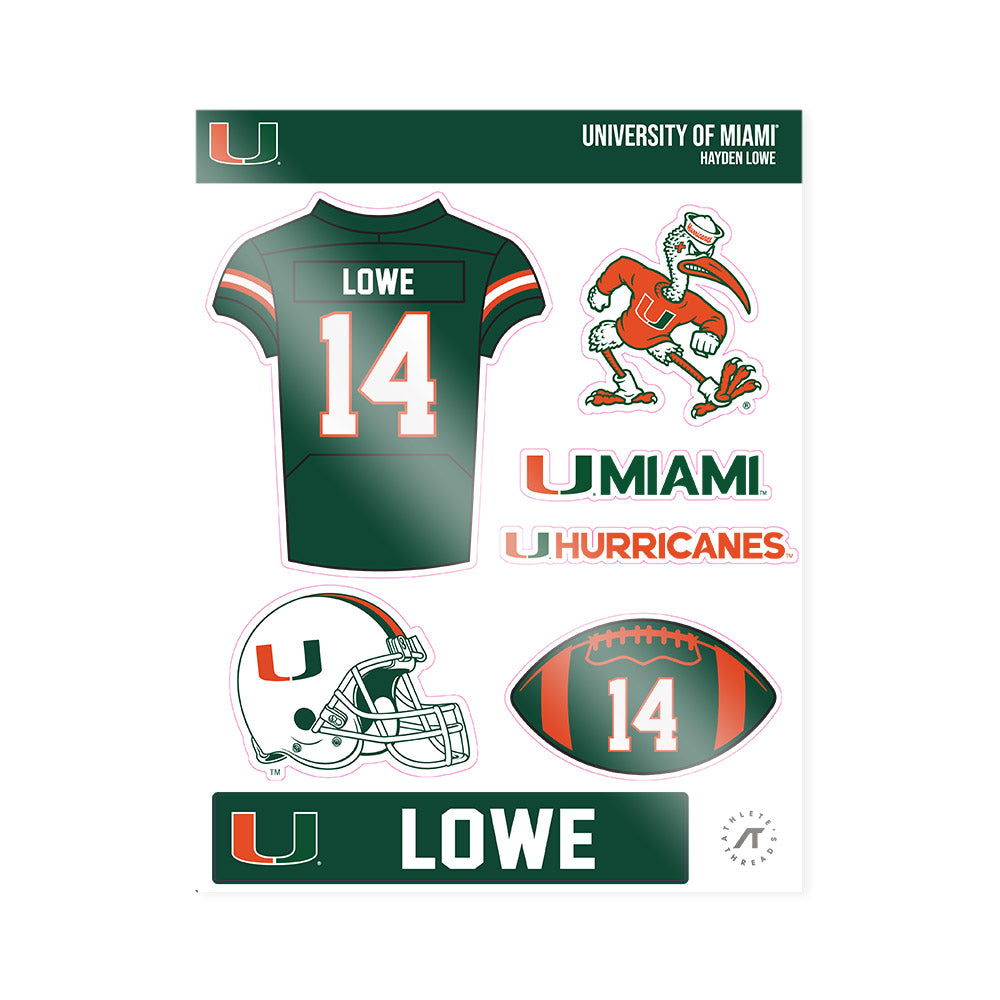 Miami - NCAA Football : Hayden Lowe - Sticker Sheet-0