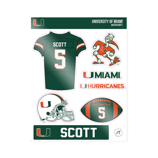 Miami - NCAA Football : Justin Scott - Sticker Sheet-0