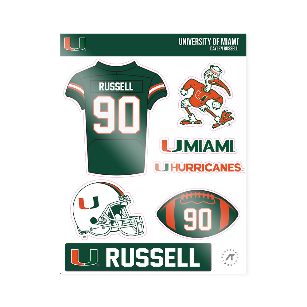 Miami - NCAA Football : Daylen Russell - Sticker Sheet-0