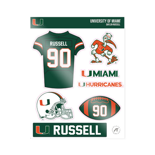 Miami - NCAA Football : Daylen Russell - Sticker Sheet-0