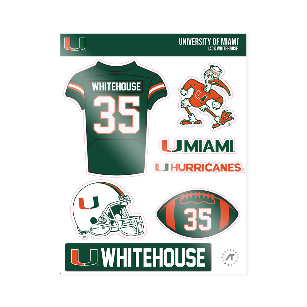 Miami - NCAA Football : Jack Whitehouse - Sticker Sheet-0