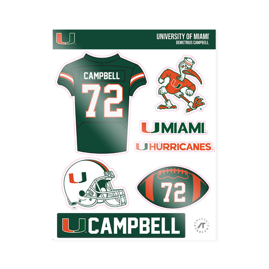 Miami - NCAA Football : Demetrius Campbell - Sticker Sheet-0