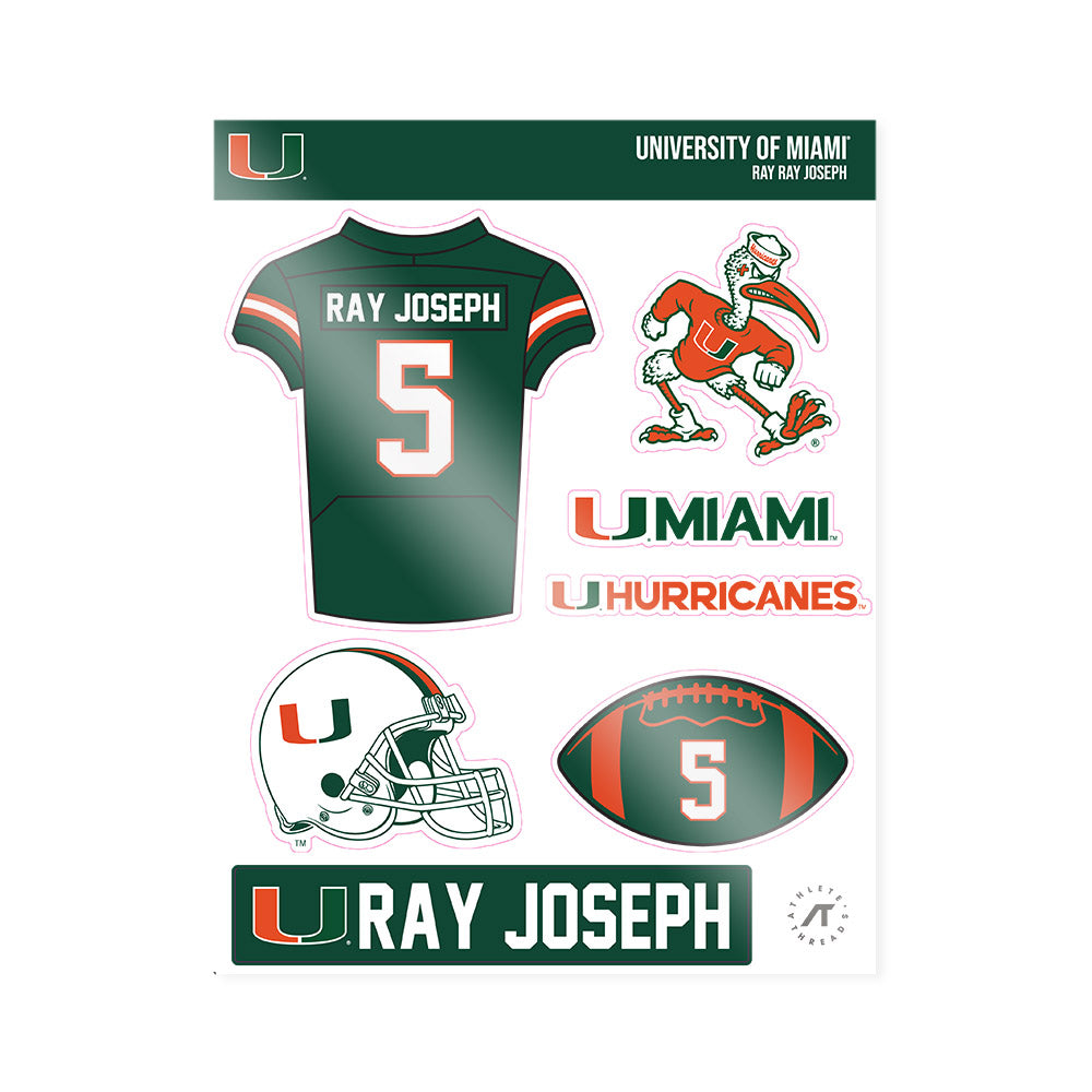 Miami - NCAA Football : Ray Ray Joseph - Sticker Sheet-0