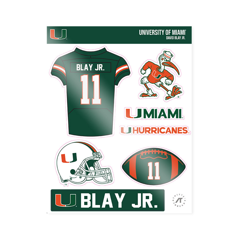 Miami - NCAA Football : David Blay Jr. - Sticker Sheet-0
