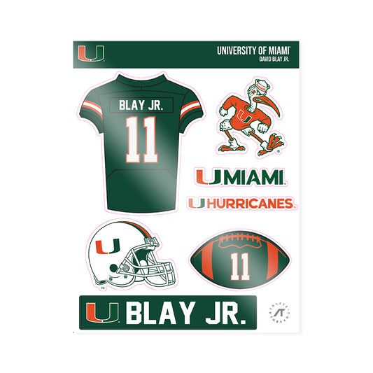 Miami - NCAA Football : David Blay Jr. - Sticker Sheet-0