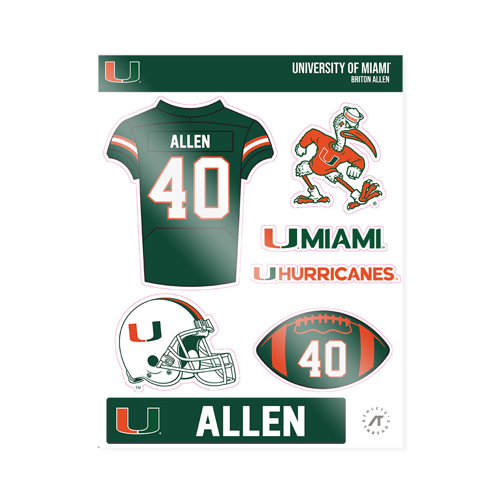 Miami - NCAA Football : Briton Allen - Sticker Sheet-0