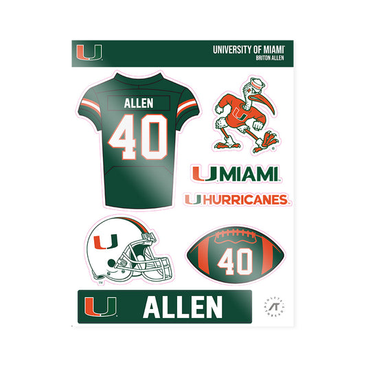 Miami - NCAA Football : Briton Allen - Sticker Sheet-0