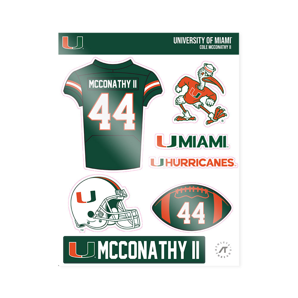 Miami - NCAA Football : Cole McConathy II - Sticker Sheet-0