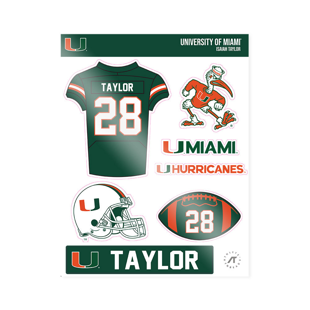 Miami - NCAA Football : Isaiah Taylor - Sticker Sheet-0