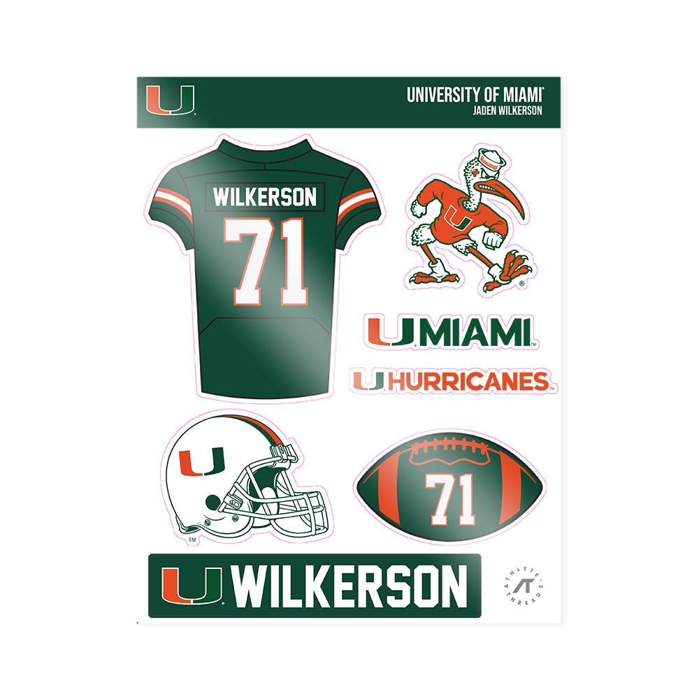 Miami - NCAA Football : Jaden Wilkerson - Sticker Sheet-0