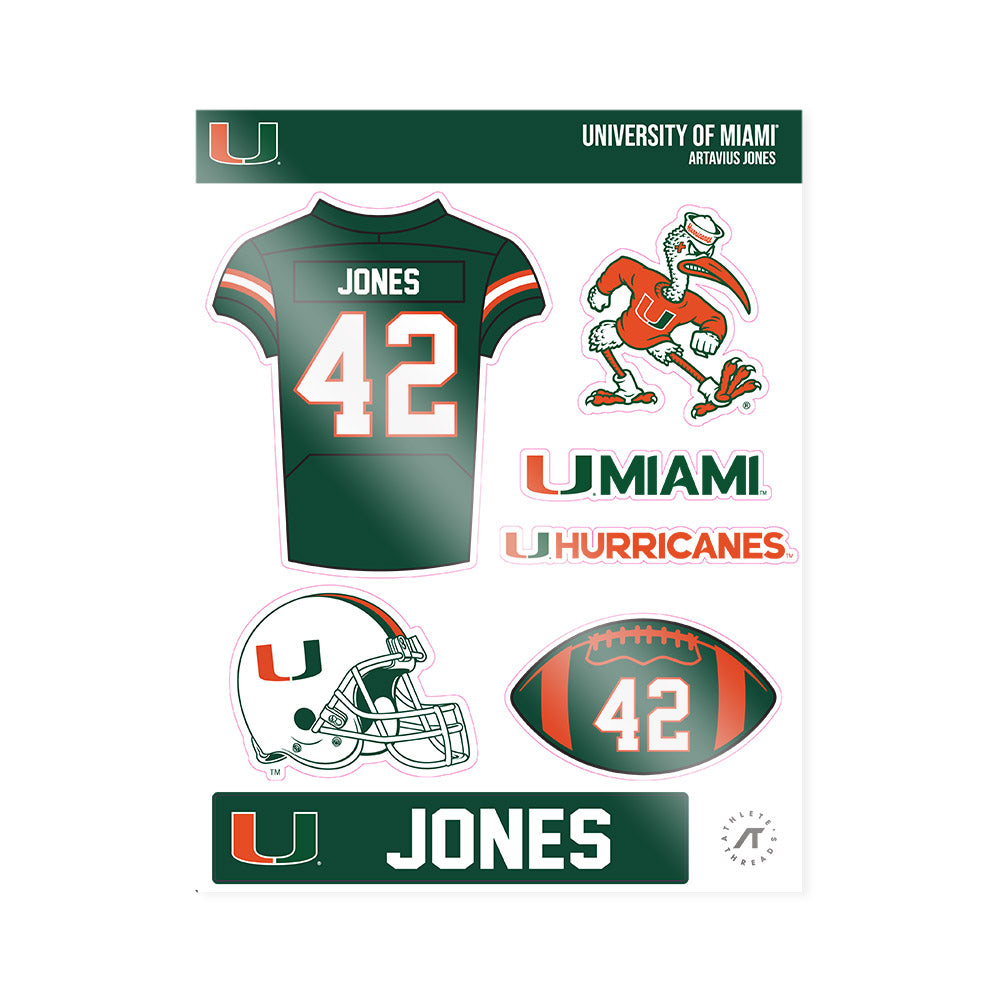 Miami - NCAA Football : Artavius Jones - Sticker Sheet-0