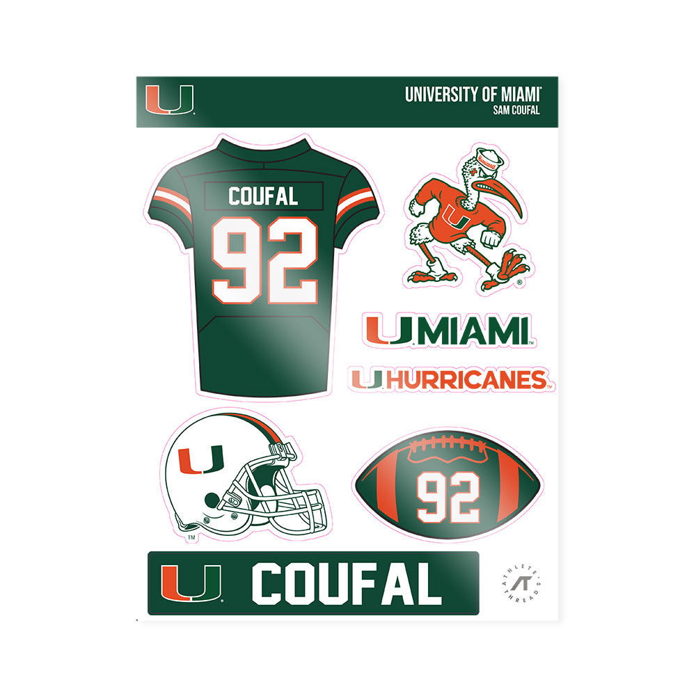 Miami - NCAA Football : Sam Coufal - Sticker Sheet-0