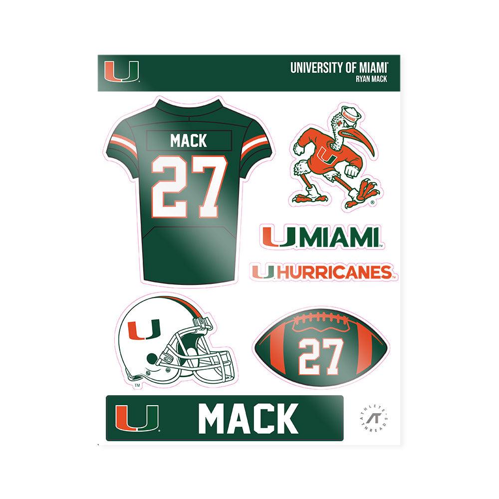 Miami - NCAA Football : Ryan Mack - Sticker Sheet-0