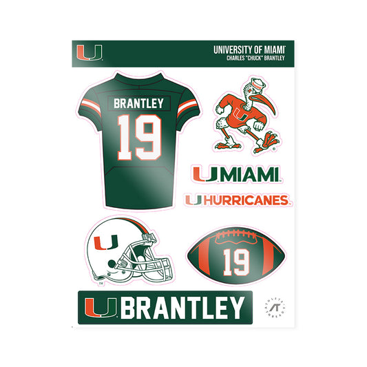 Miami - NCAA Football : Charles "Chuck" Brantley - Sticker Sheet-0