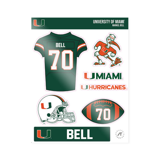 Miami - NCAA Football : Markel Bell - Sticker Sheet-0