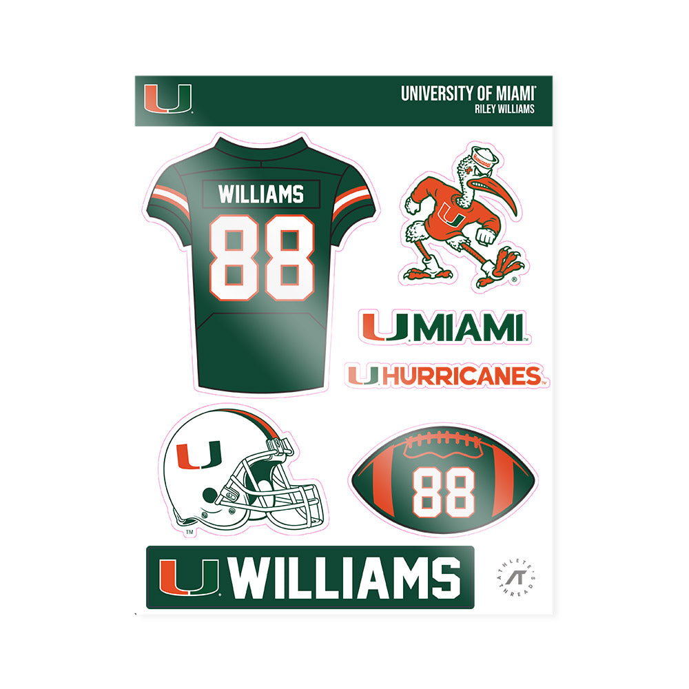 Miami - NCAA Football : Riley Williams - Sticker Sheet-0