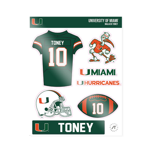Miami - NCAA Football : Malachi Toney - Sticker Sheet-0