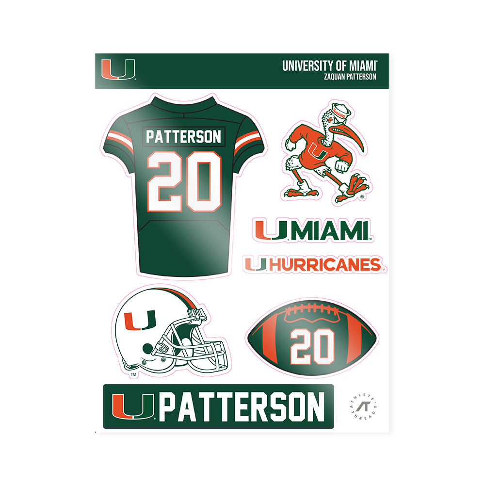 Miami - NCAA Football : Zaquan Patterson - Sticker Sheet-0