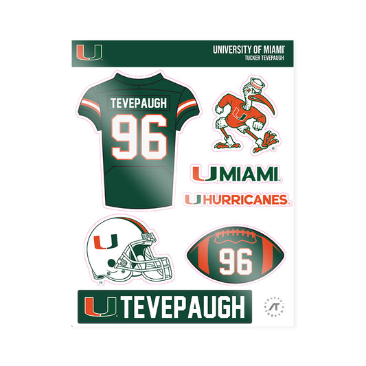 Miami - NCAA Football : Tucker Tevepaugh - Sticker Sheet-0