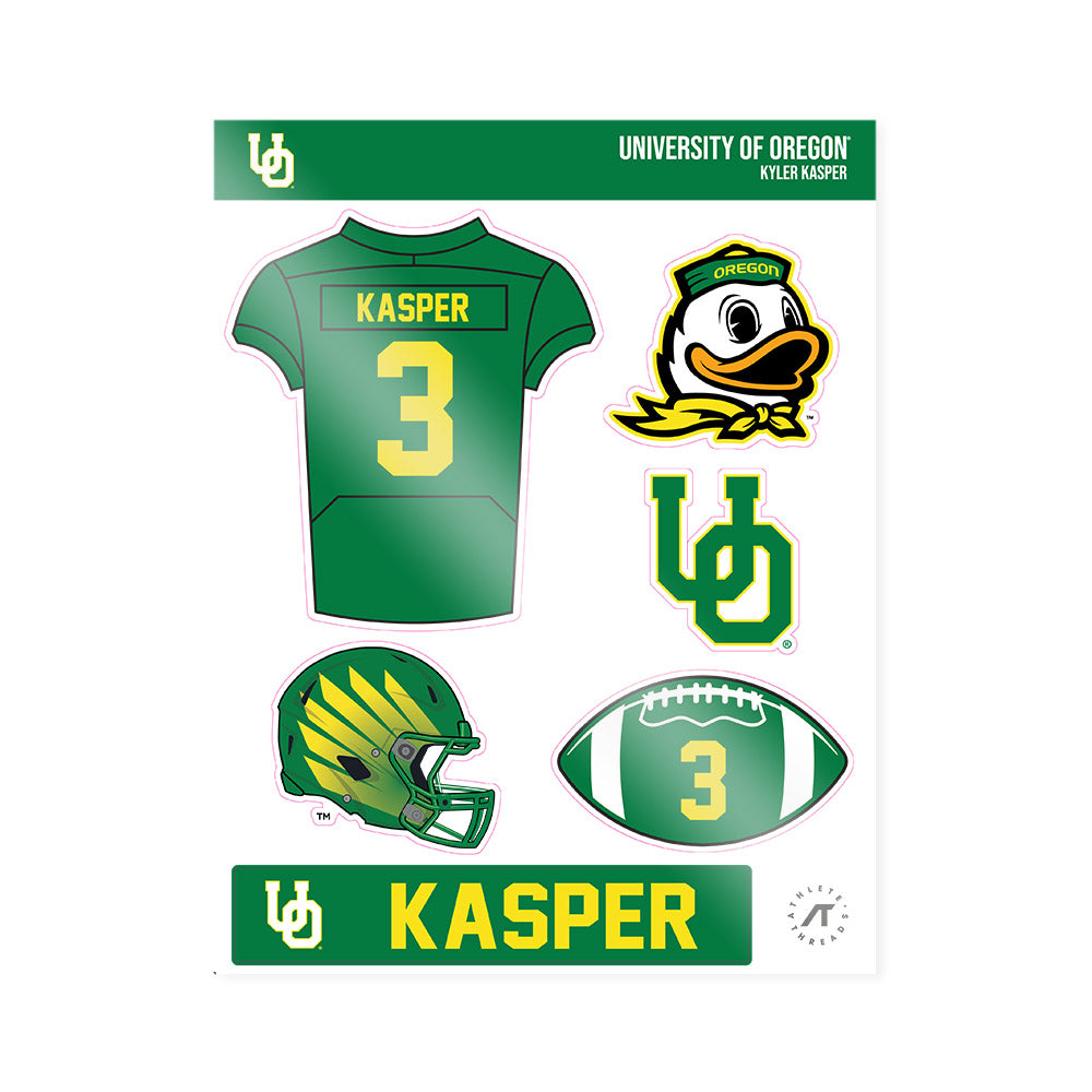 Oregon - NCAA Football : Kyler Kasper - Sticker Sheet-0