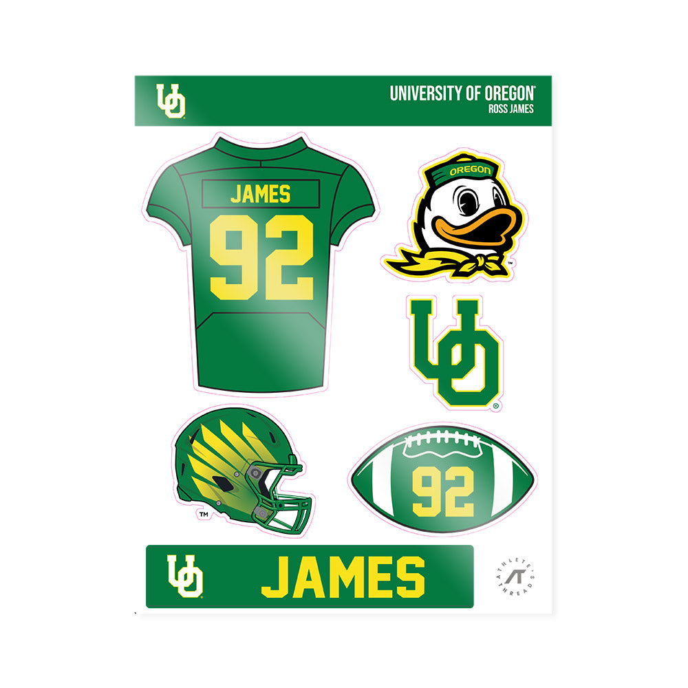 Oregon - NCAA Football : Ross James - Sticker Sheet-0