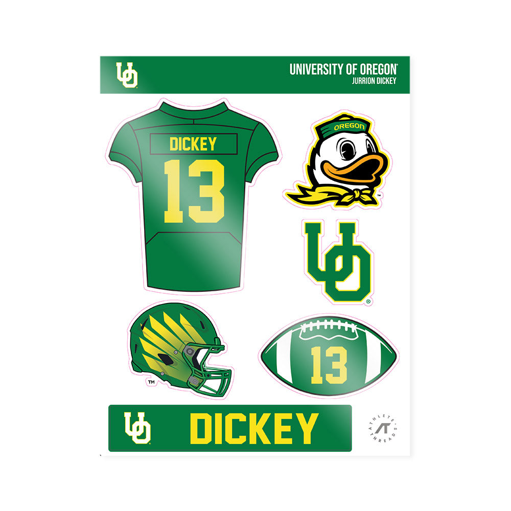Oregon - NCAA Football : Jurrion Dickey - Sticker Sheet-0
