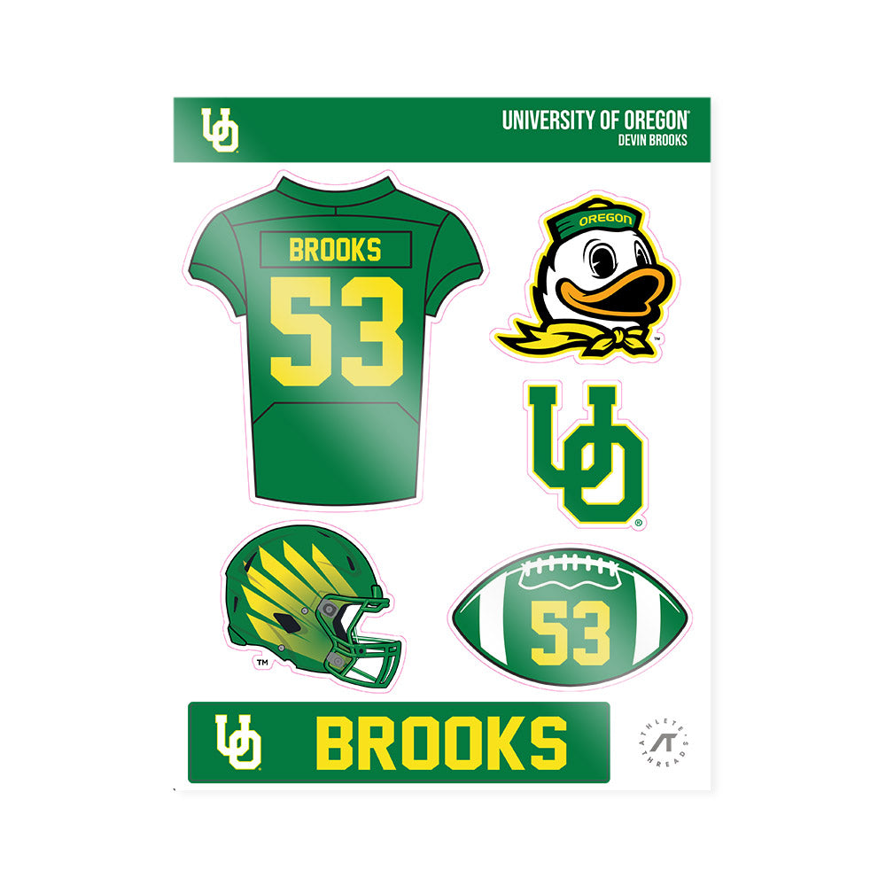 Oregon - NCAA Football : Devin Brooks - Sticker Sheet-0