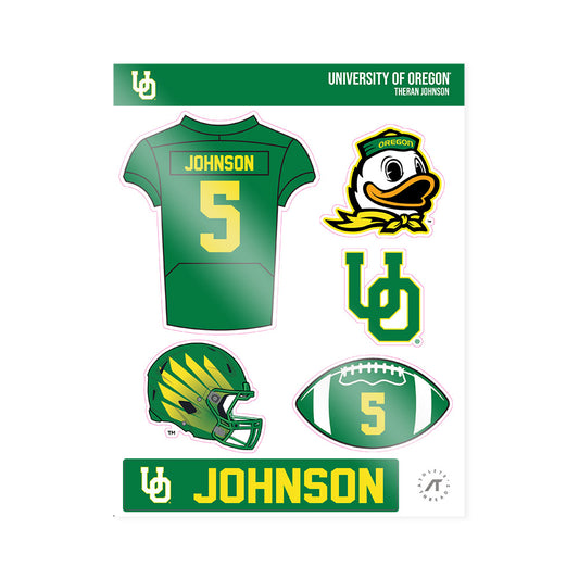 Oregon - NCAA Football : Theran Johnson - Sticker Sheet-0