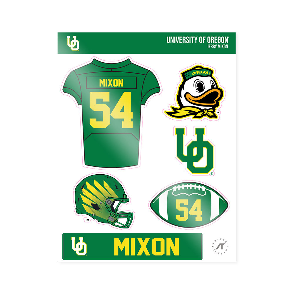 Oregon - NCAA Football : Jerry Mixon - Sticker Sheet-0