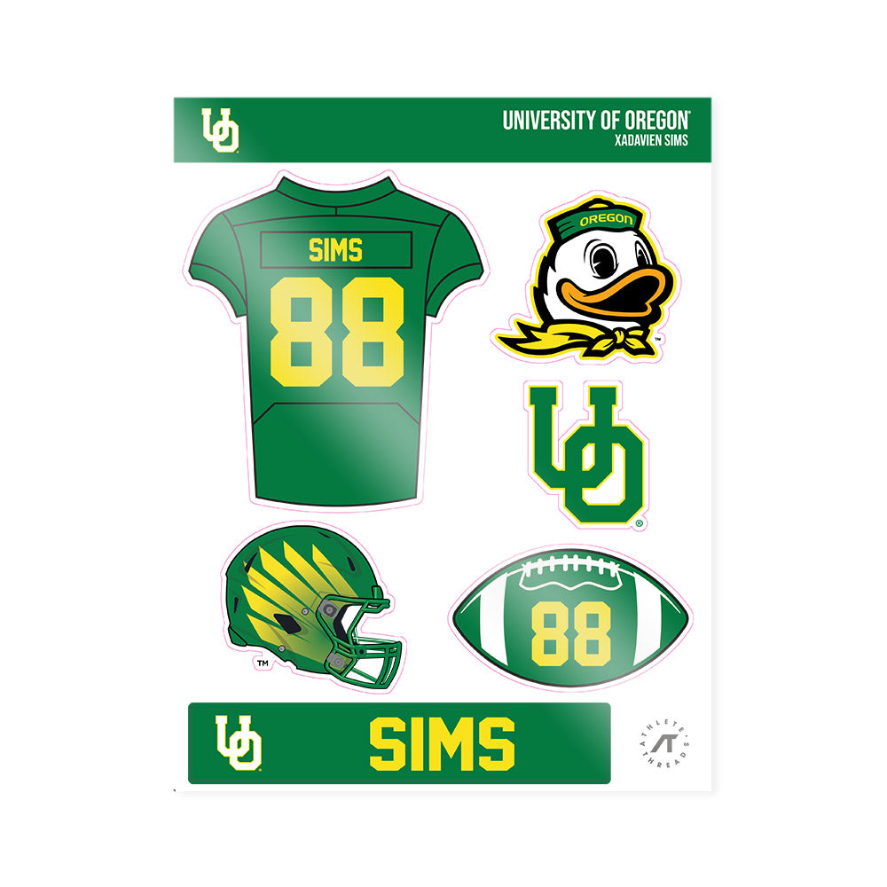 Oregon - NCAA Football : Xadavien Sims - Sticker Sheet-0